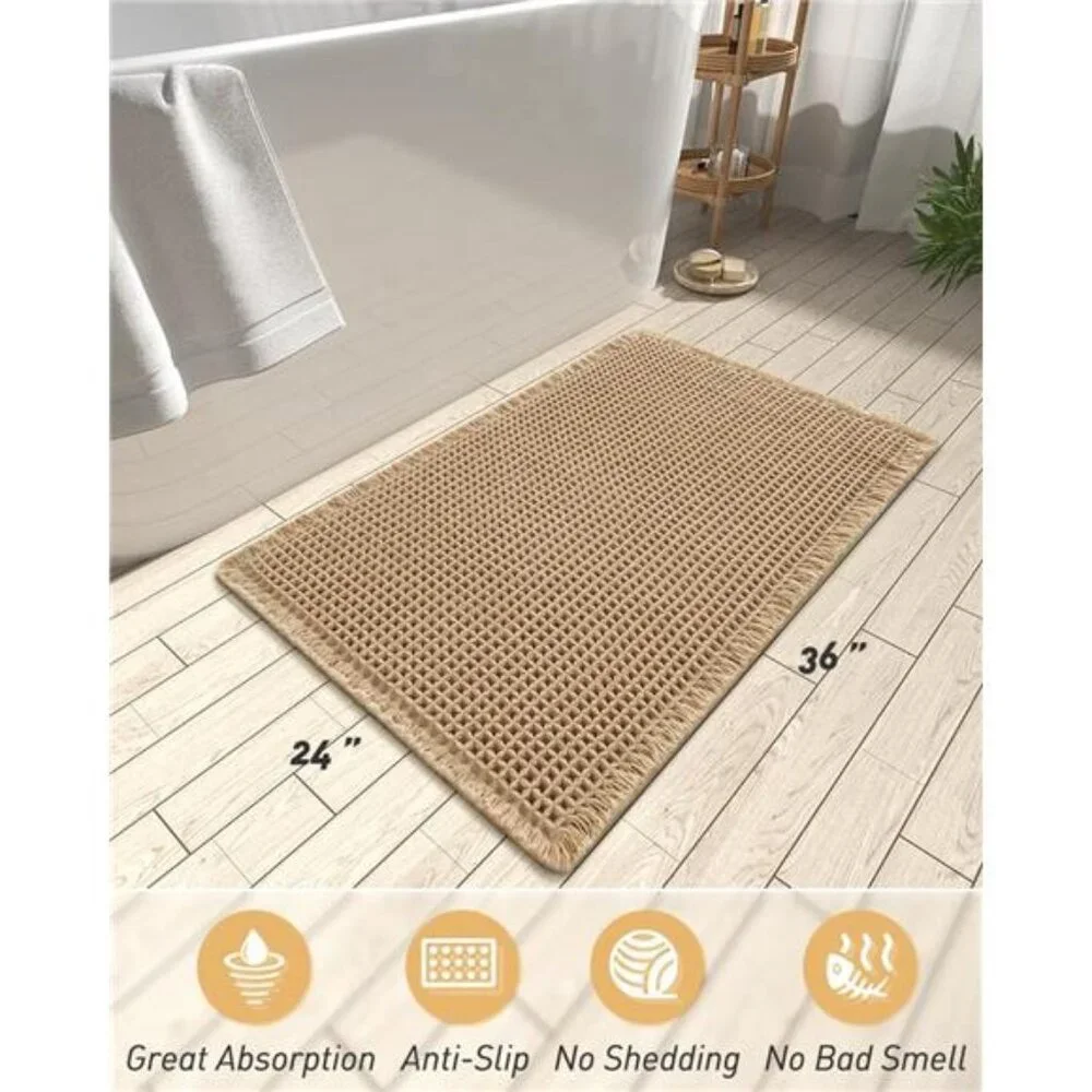 Upgraded Waffle Bath Mat, Super Absorbent Non Slip Bath Mats